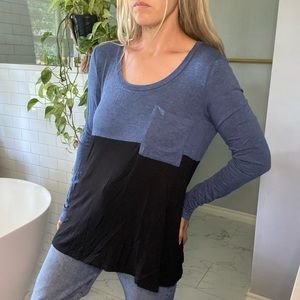 Anthropologie Bordeaux Long Sleeve Two Tone Tiered Top